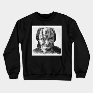 Space Murder LIzard Spy Smirking Black and White Ink and Charcoal Crewneck Sweatshirt